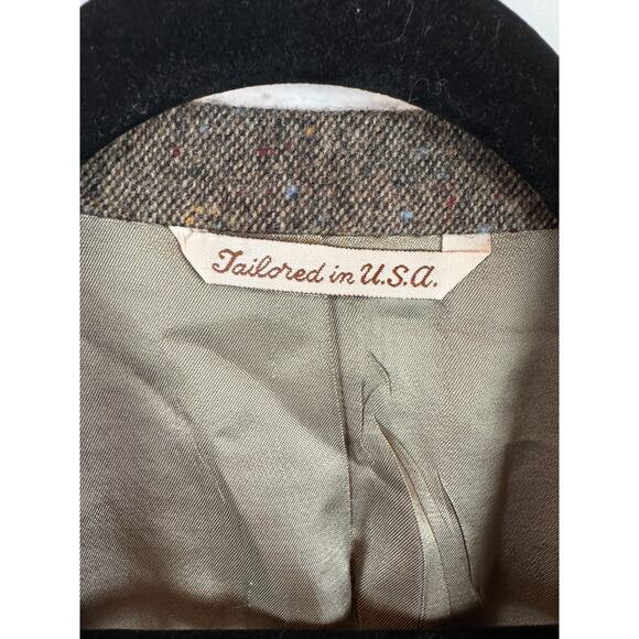 STAFFORD brown suede elbow patch 100% wool tweed mens jacket blazer 42R NWOT - Picture 2 of 14